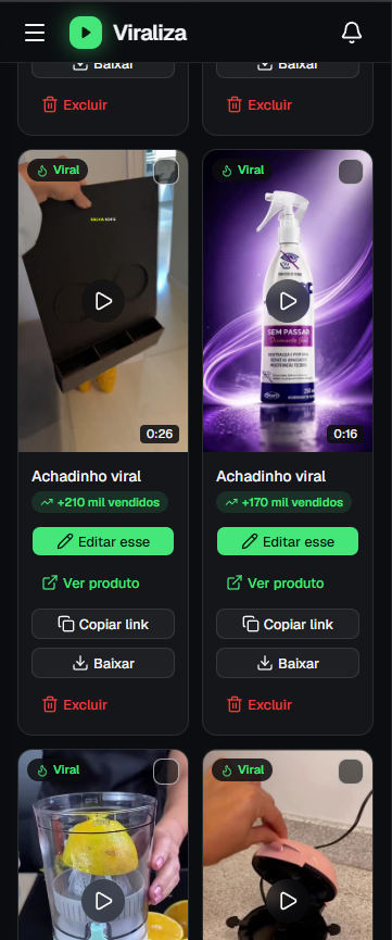 Produtos em alta prontos para vídeo